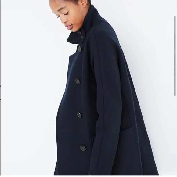 Madewell Navy Double-Breasted Coat - Picture 3 of 7